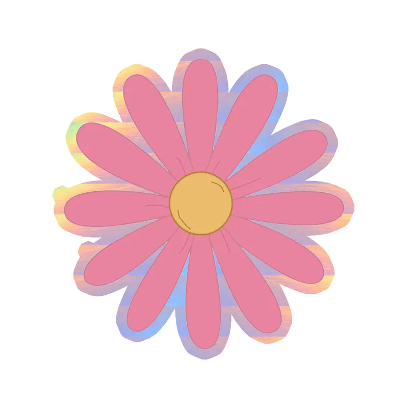 Flower Holographic Vinyl Decal - Custom Size