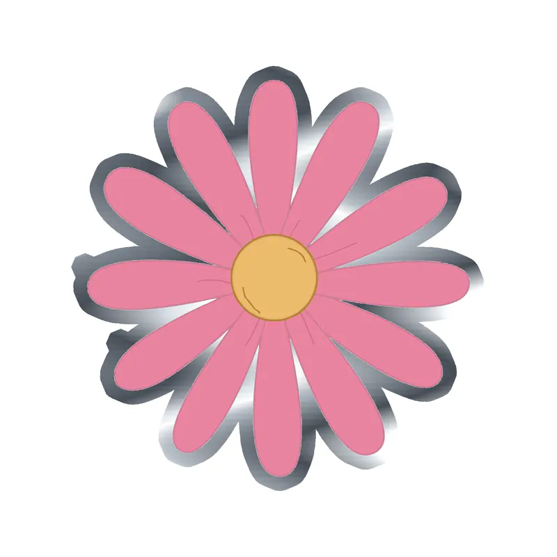 Flower Silver Chrome Vinyl Decal - Custom Size