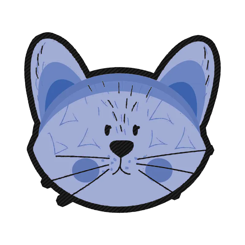 Blue Cat Carbon Fiber Vinyl Decal - Custom Size