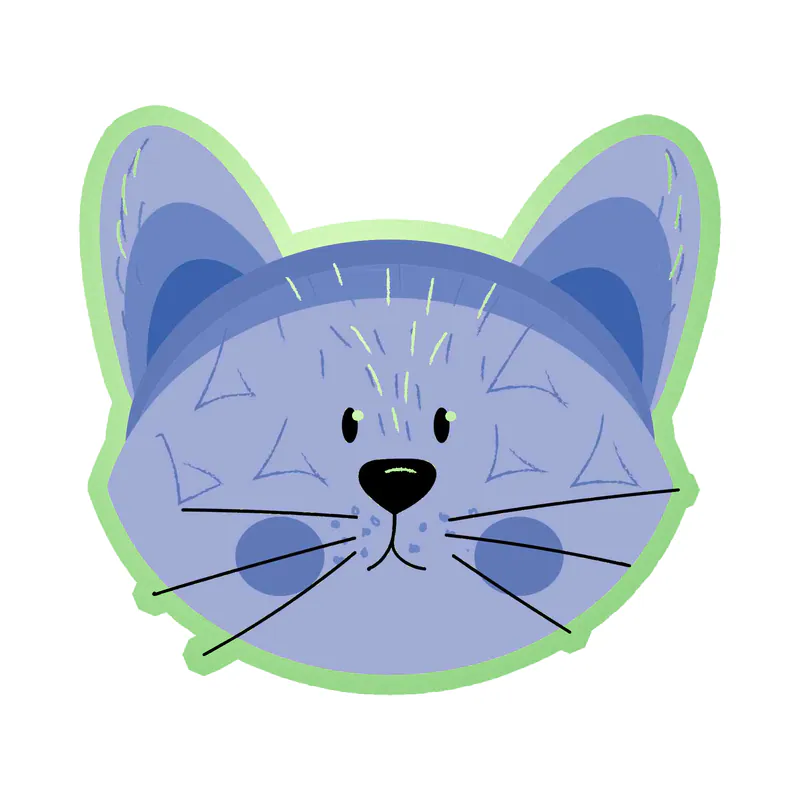 Blue Cat Glow in the Dark Vinyl Decal - Custom Size