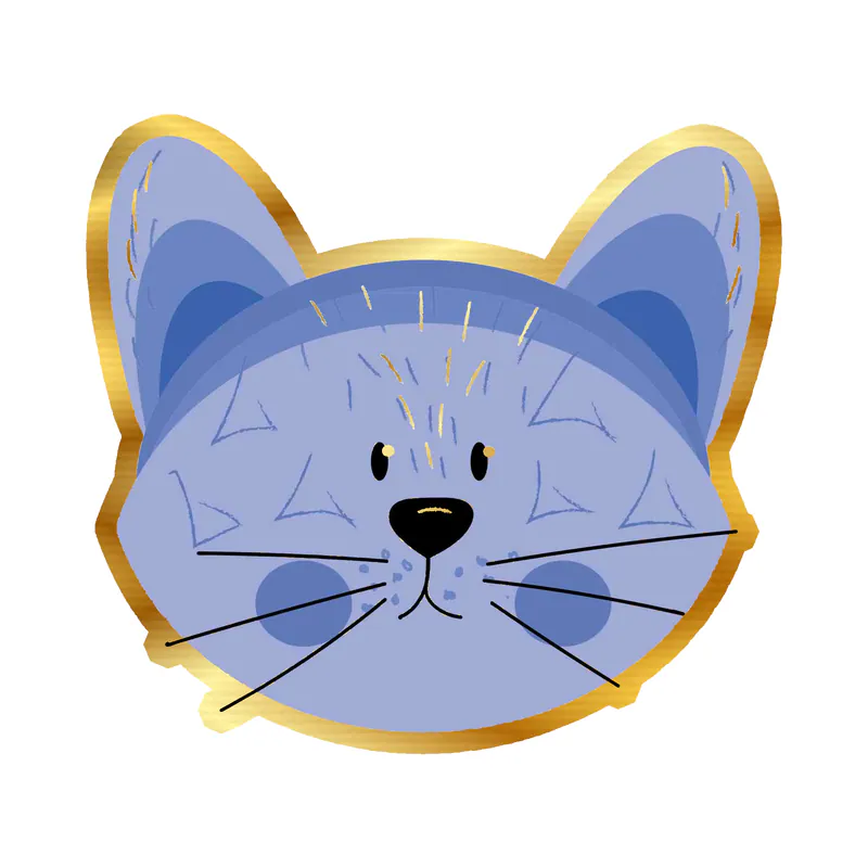 Blue Cat Gold Chrome Vinyl Decal - Custom Size