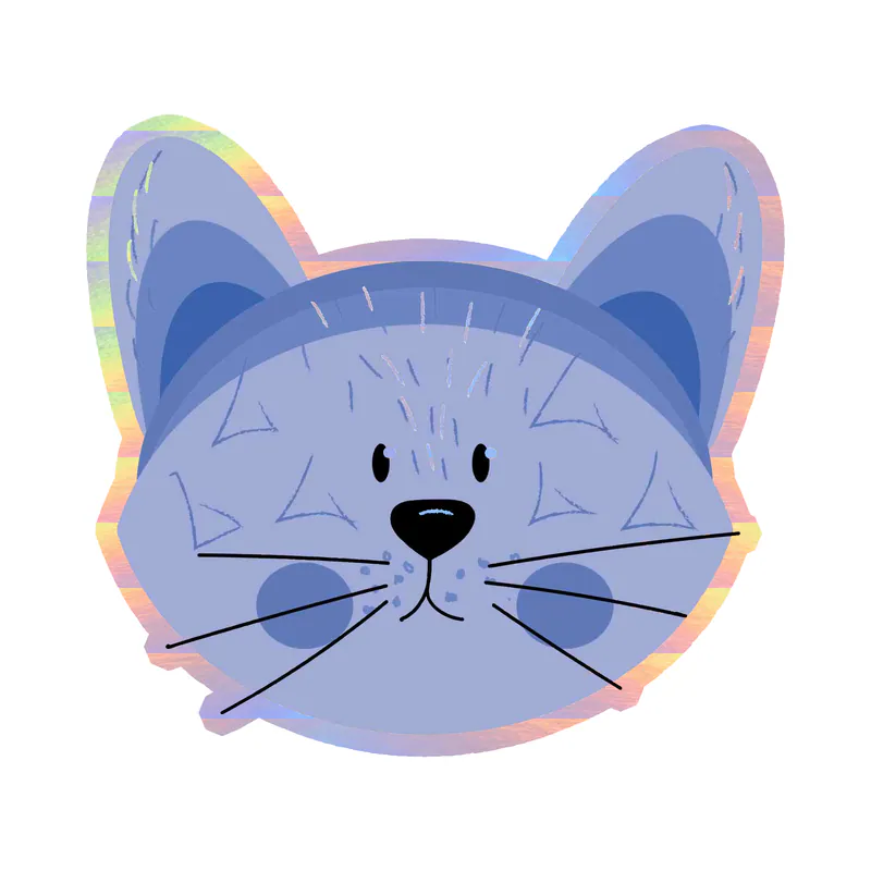 Blue Cat Holographic Vinyl Decal - Custom Size