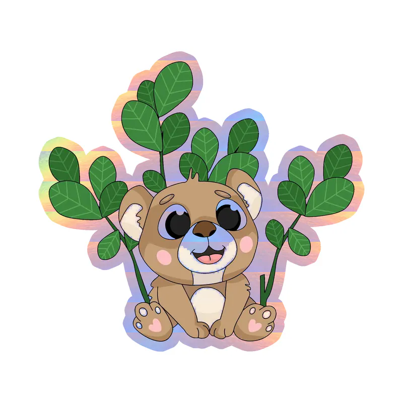 Baby Bear Holographic Vinyl Decal - Custom Size