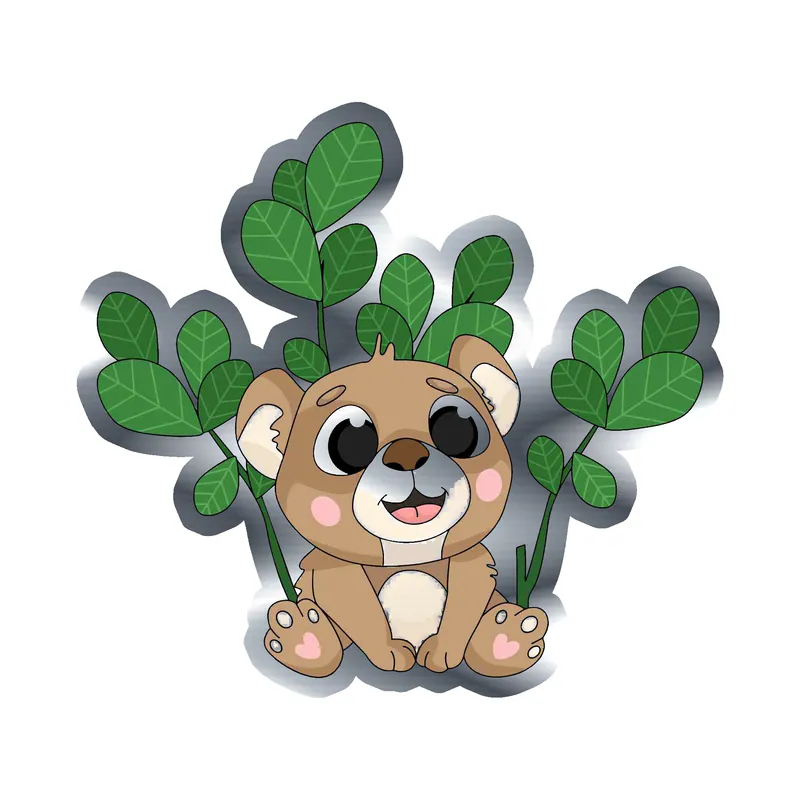 Baby Bear Silver Chrome Vinyl Decal - Custom Size