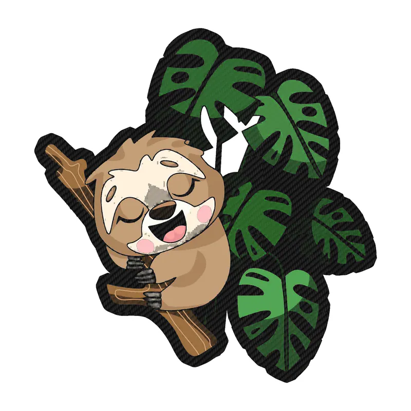 Baby Sloth Carbon Fiber Vinyl Decal - Custom Size