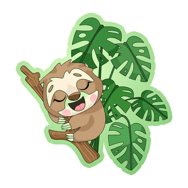 Baby Sloth Glow in the Dark Vinyl Decal - Custom Size