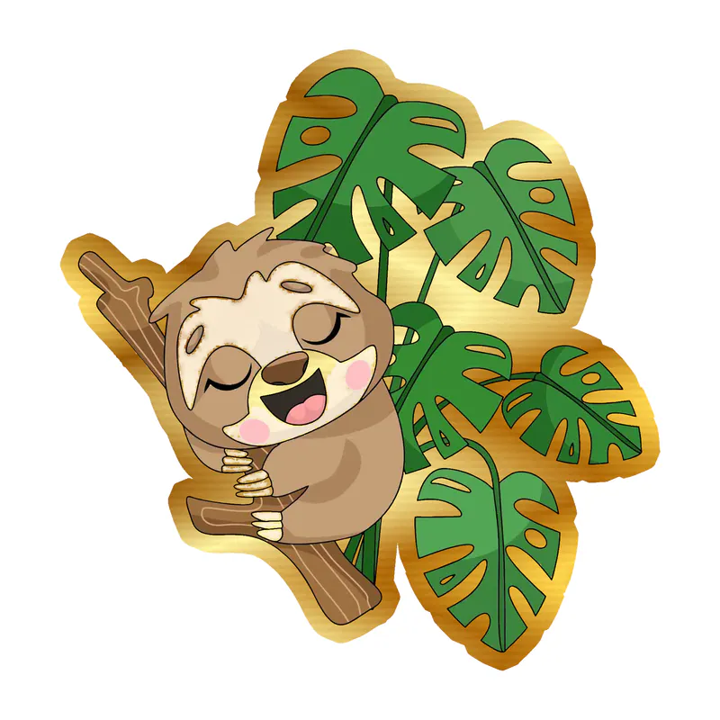 Baby Sloth Gold Chrome Vinyl Decal - Custom Size