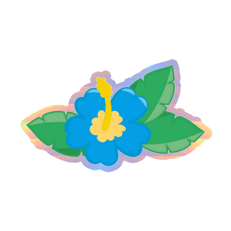 Blue Flower Holographic Vinyl Decal - Custom Size