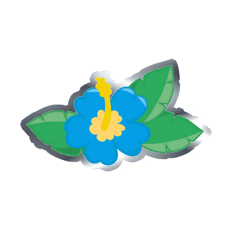 Blue Flower Silver Chrome Vinyl Decal - Custom Size