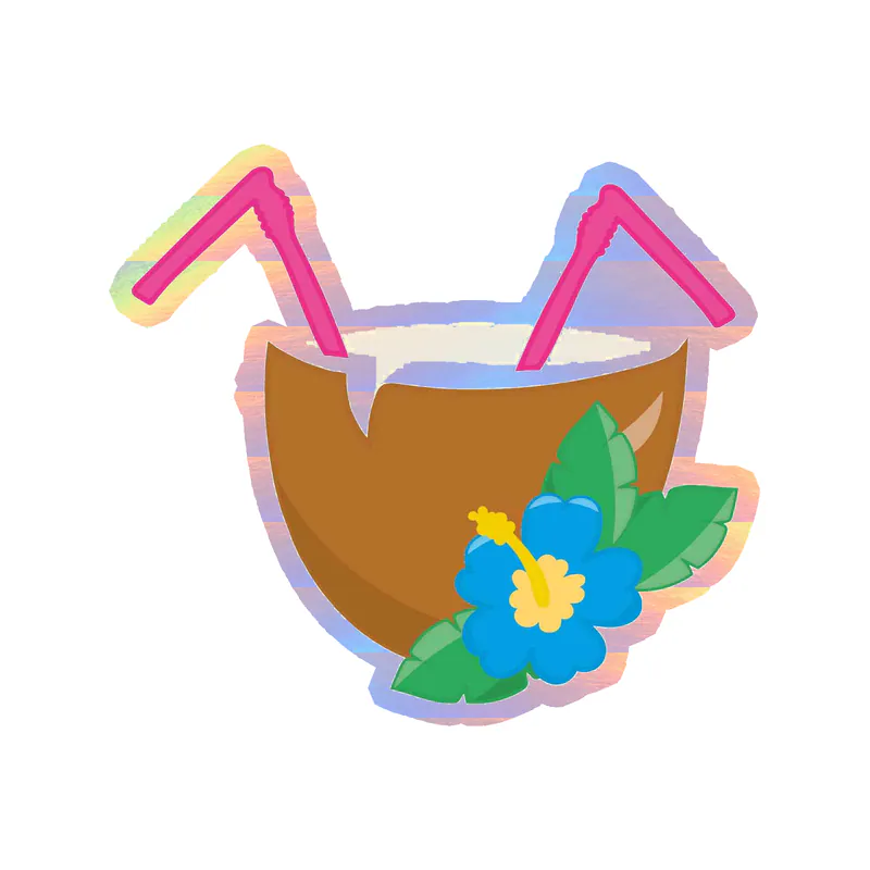 Coconut Holographic Vinyl Decal - Custom Size