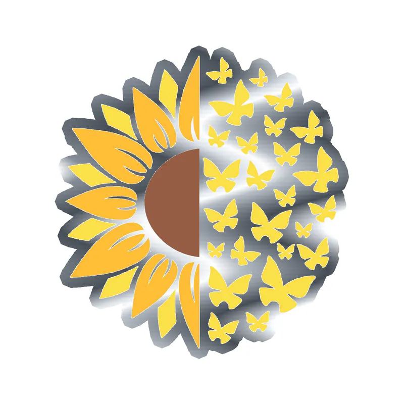 Sunflower Full Color Vinyl - Silver Chrome Vinyl Sticker - Custom Size