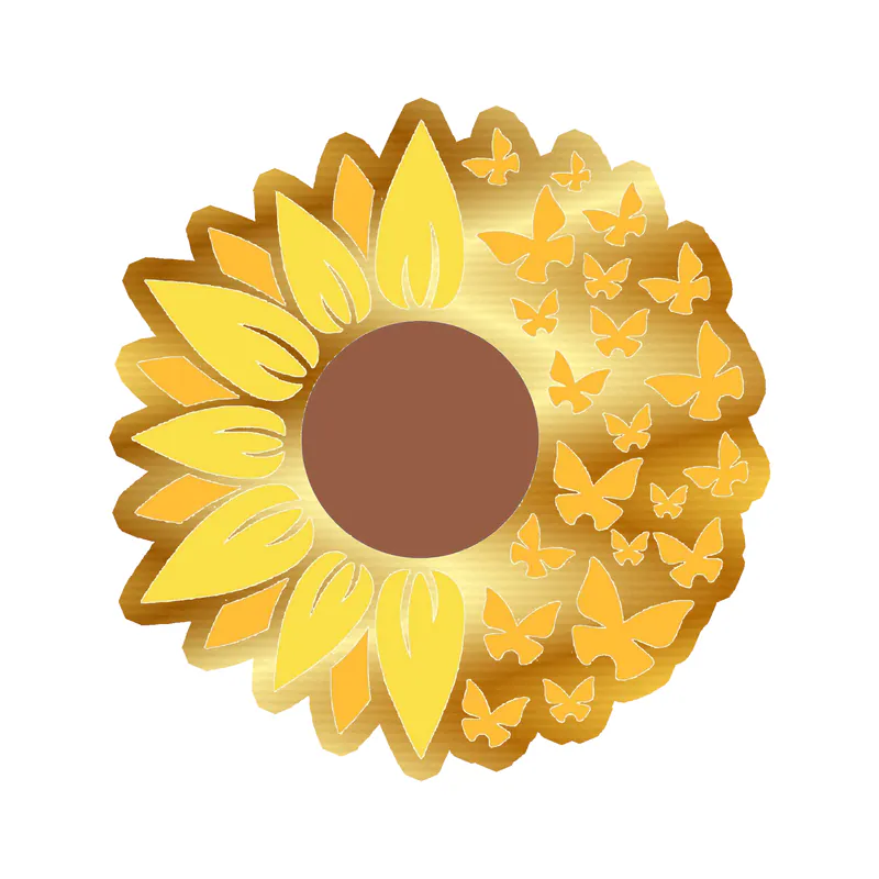 Sunflower Full Color Vinyl - Gold Chrome Vinyl Sticker - Custom Size