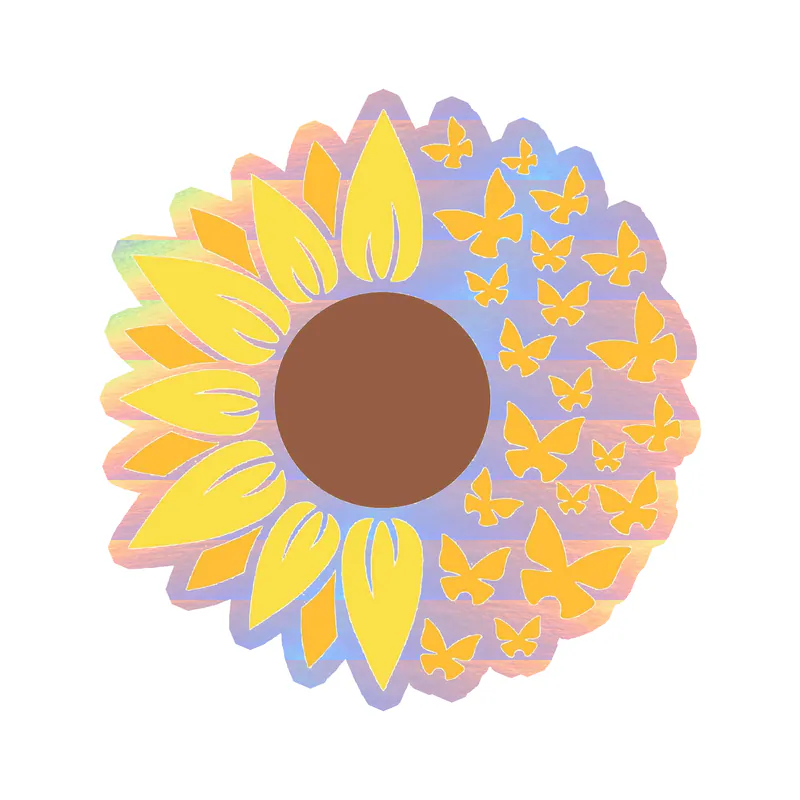 Sunflower Full Color Vinyl - Holographic Vinyl Sticker - Custom Size