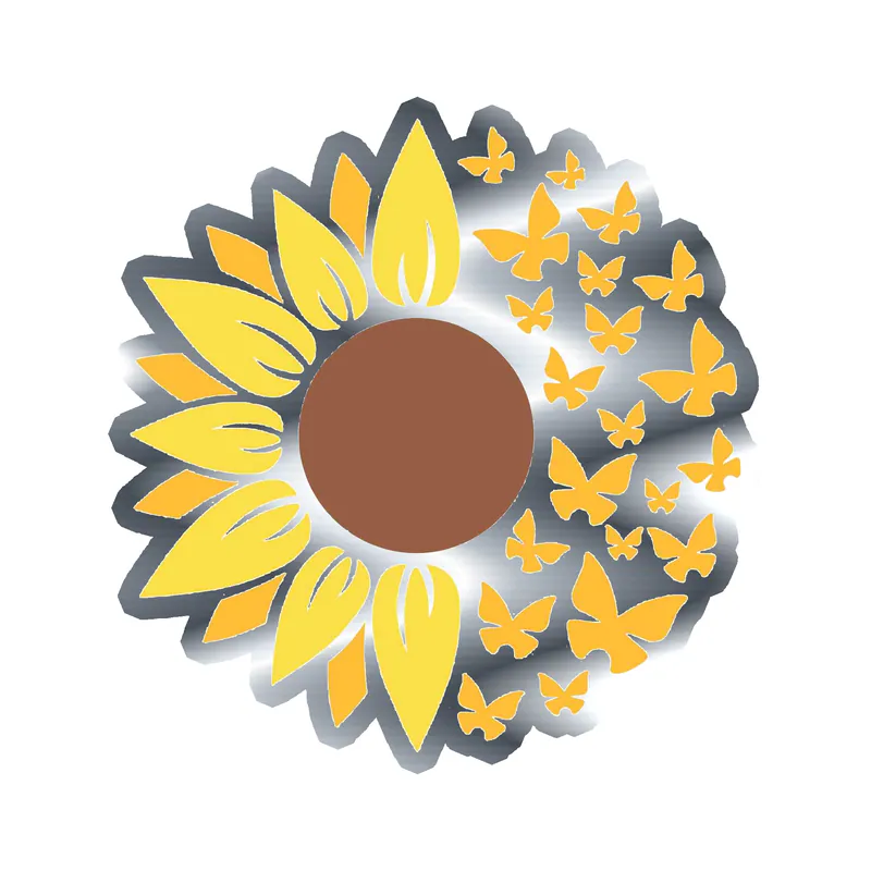 Sunflower Full Color Vinyl - Silver Chrome Vinyl Sticker - Custom Size