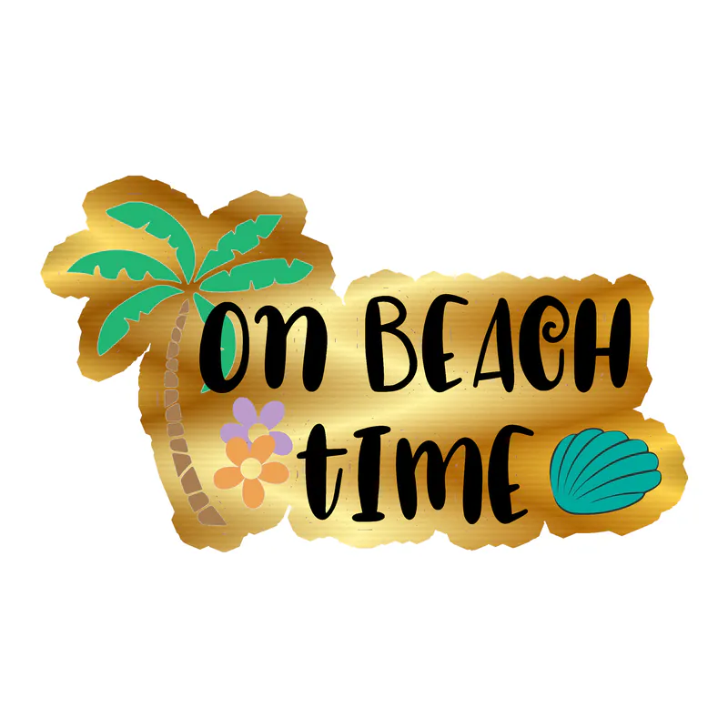 On Beach Time - Gold Chrome Vinyl Decal
