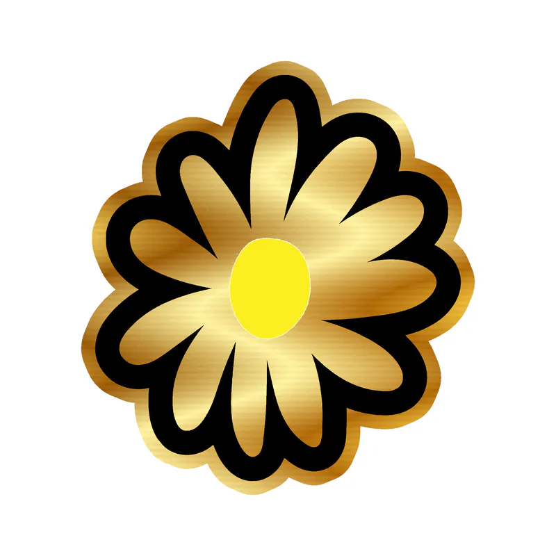 White Flower Gold Chrome Vinyl Decal - Custom Size