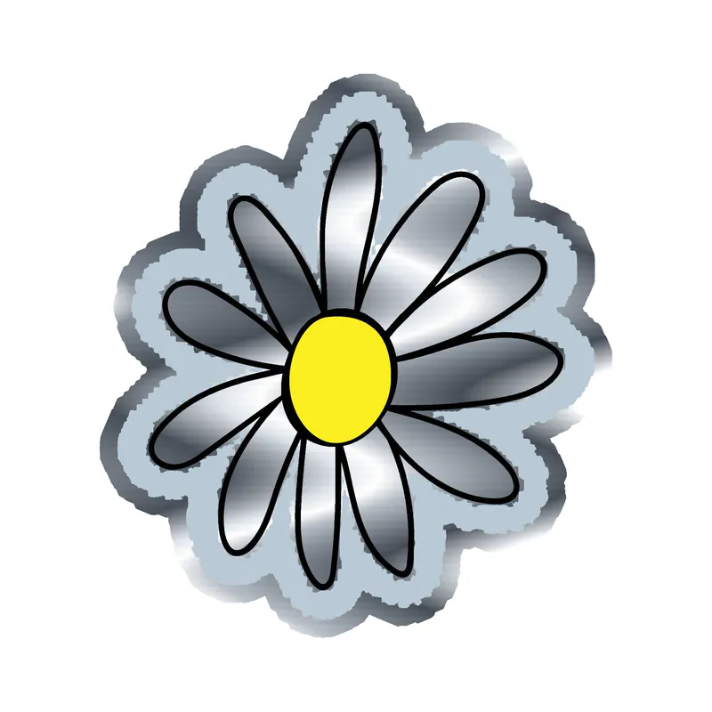 White Flower Silver Chrome Vinyl Decal - Custom Size