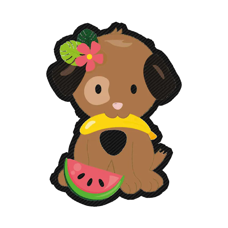 Dog with Watermelon - Carbon Fiber Vinyl Decal