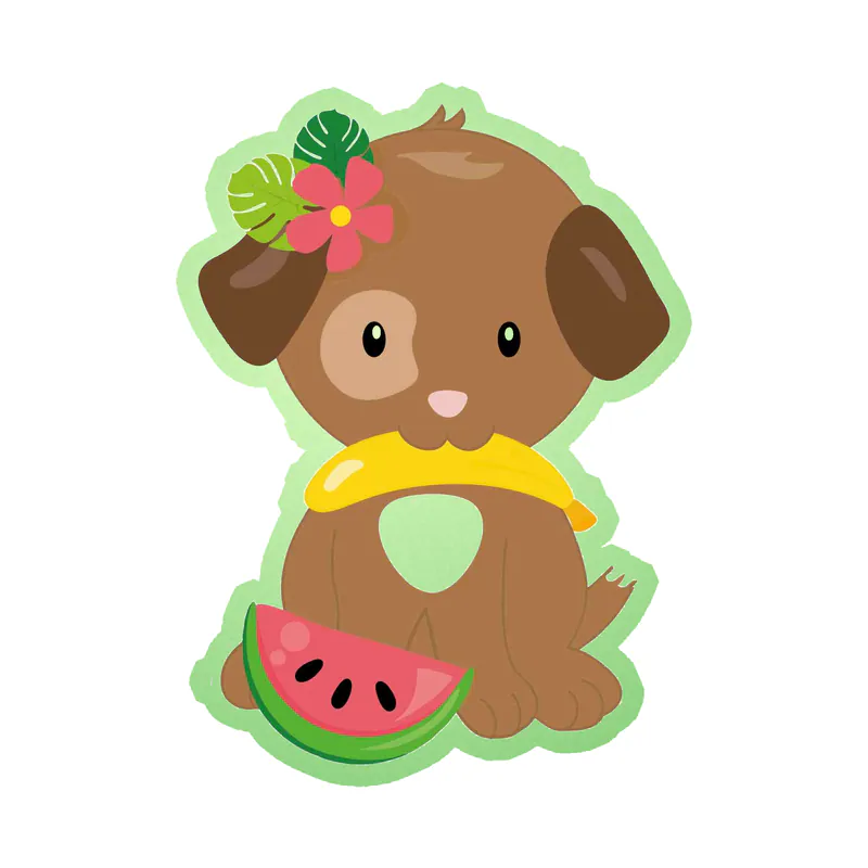 Dog with Watermelon - Glow in the Dark Vinyl Decal