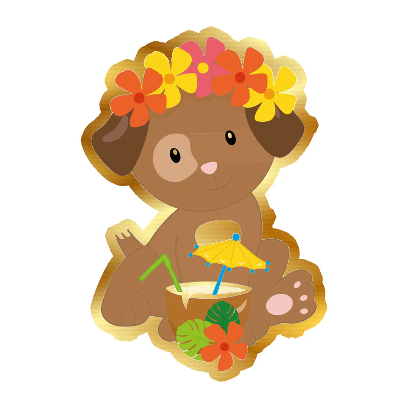 Dog With Coconut - Gold Chrome Vinyl Decal