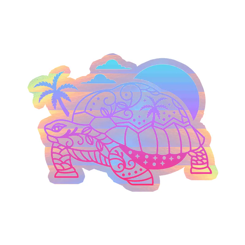 Tortoise - Holographic Vinyl Decal - Custom Size