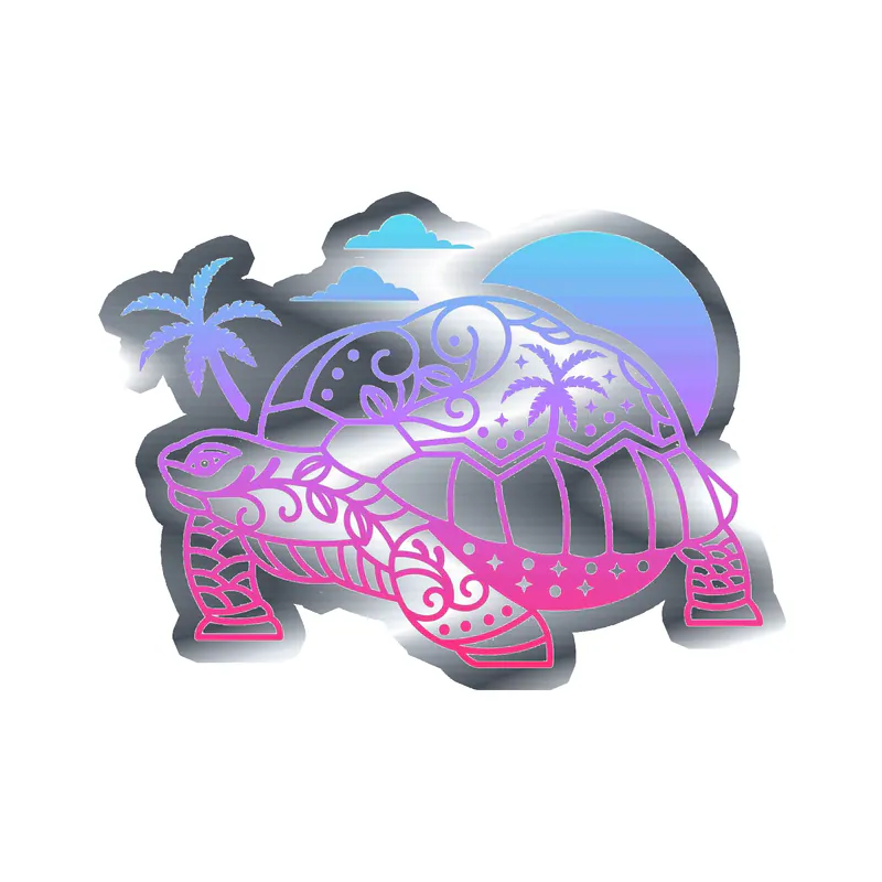 Tortoise - Silver Chrome Vinyl Decal - Custom Size