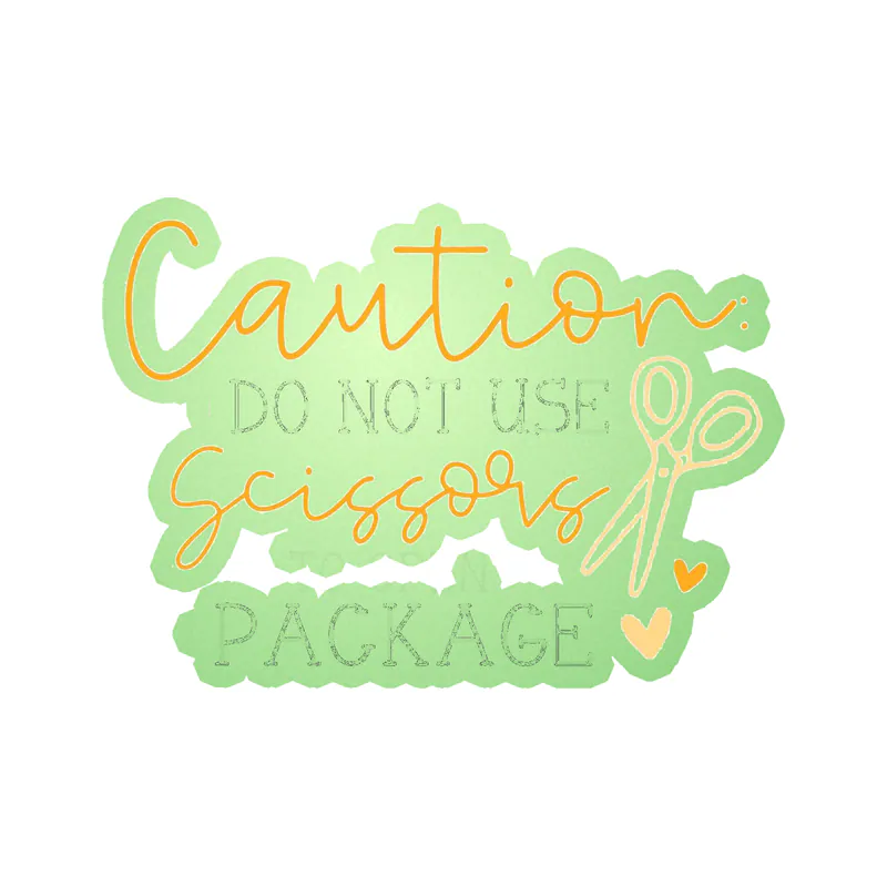 Caution Do Not Use Scissors to Open Package - Glow in the Dark Vinyl Decal