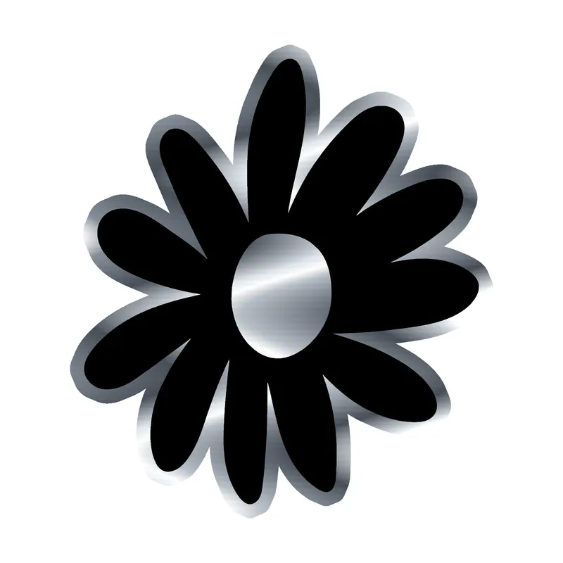 Daisy - Silver Chrome Vinyl Decal - Custom Size