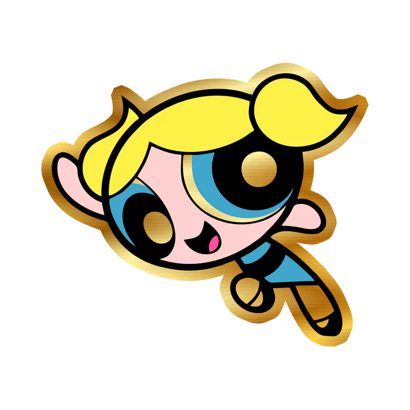 Powerpuff Girls- Bubbles - Gold Chrome Vinyl Decal - Custom Size