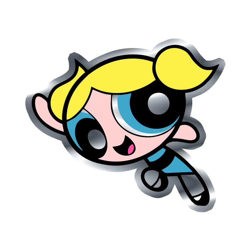 Powerpuff Girls- Bubbles - Silver Chrome Vinyl Decal - Custom Size