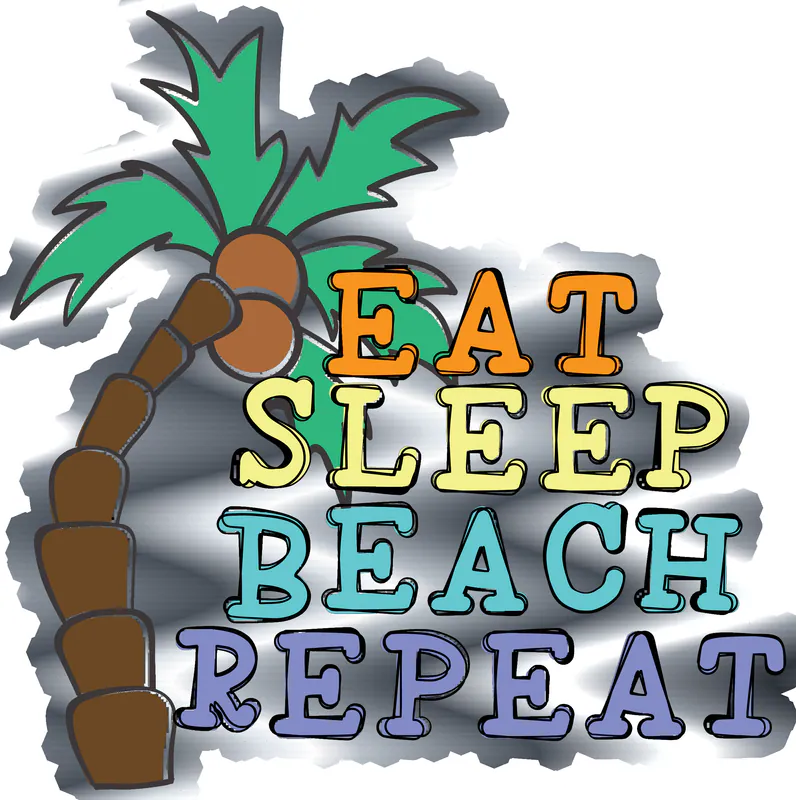Eat Sleep Beach Repeat Silver Chrome Vinyl Decal