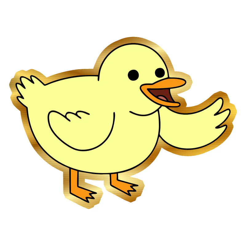 Regular Show Baby Duck Gold Chrome Vinyl Decal - Custom Size