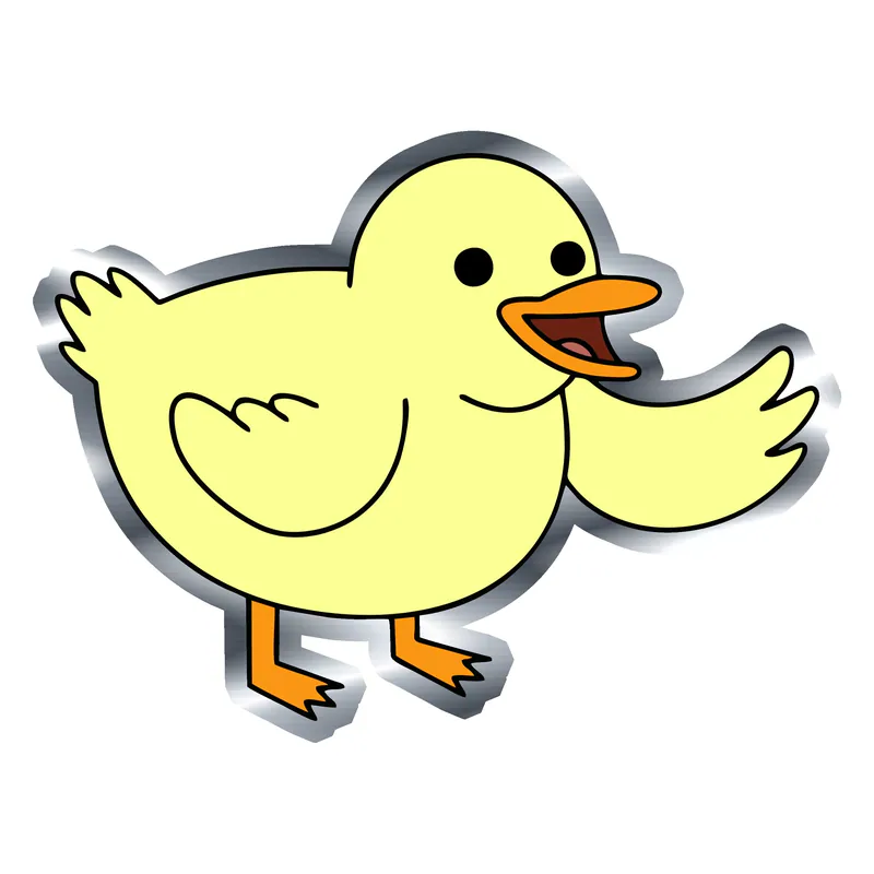 Regular Show Baby Duck Silver Chrome Vinyl Decal - Custom Size