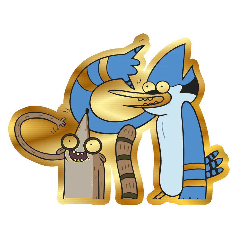 Mordecai and Rigby Gold Chrome Vinyl Decal - Custom Size