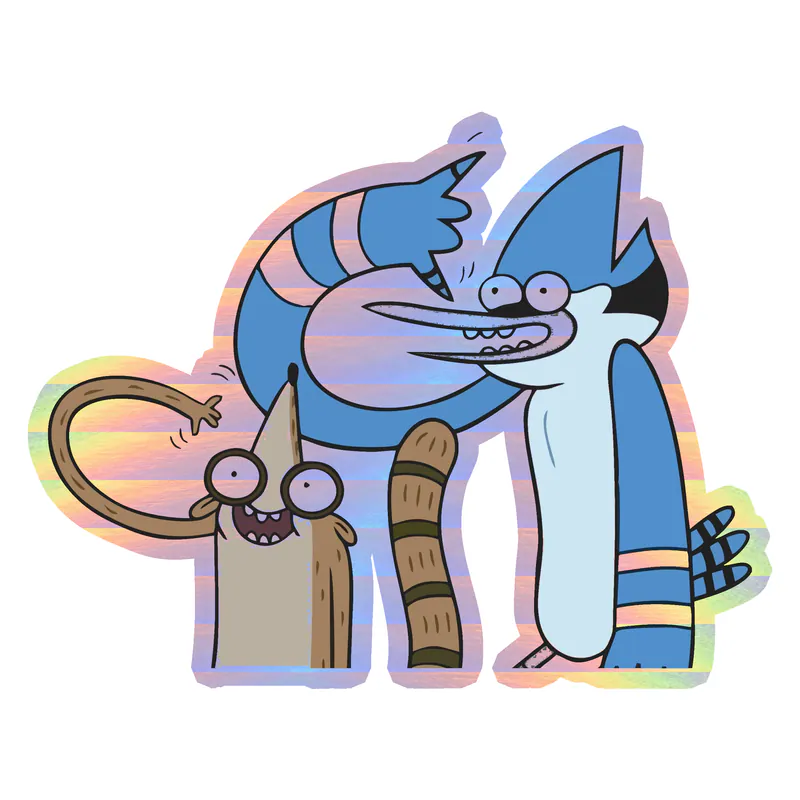 Mordecai and Rigby Holographic Vinyl Decal - Custom Size