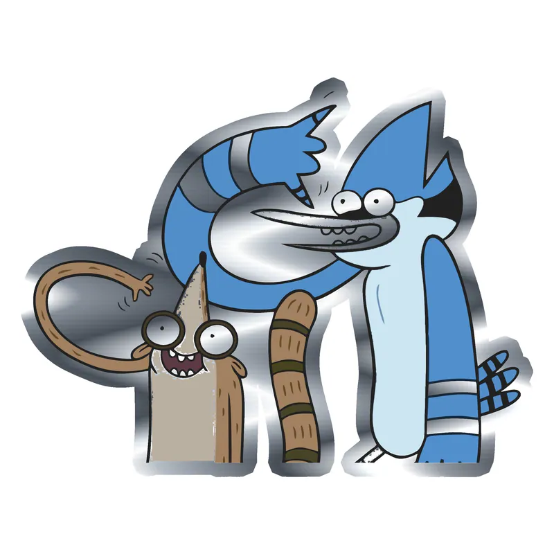Mordecai and Rigby Silver Chrome Vinyl Decal - Custom Size