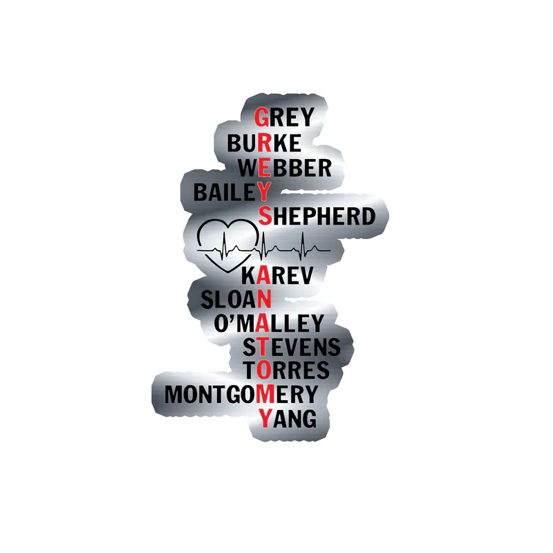Greys Anatomy - Silver Chrome Vinyl Sticker - Custom Size