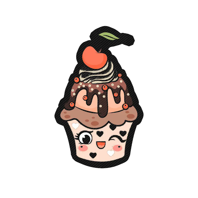 Sundae Cupcake Carbon Fiber Vinyl Decal - Custom Size