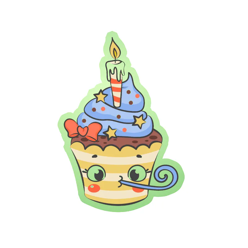 Birthday Cupcake Glow in the Dark Vinyl Decal - Custom Size