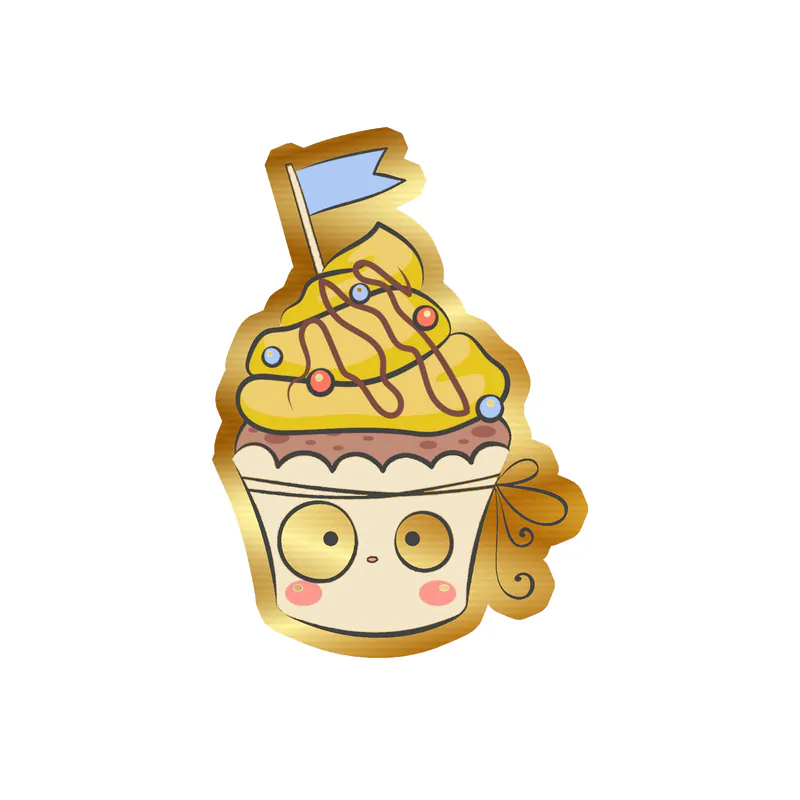 Cupcake Gold Chrome Vinyl Decal - Custom Size