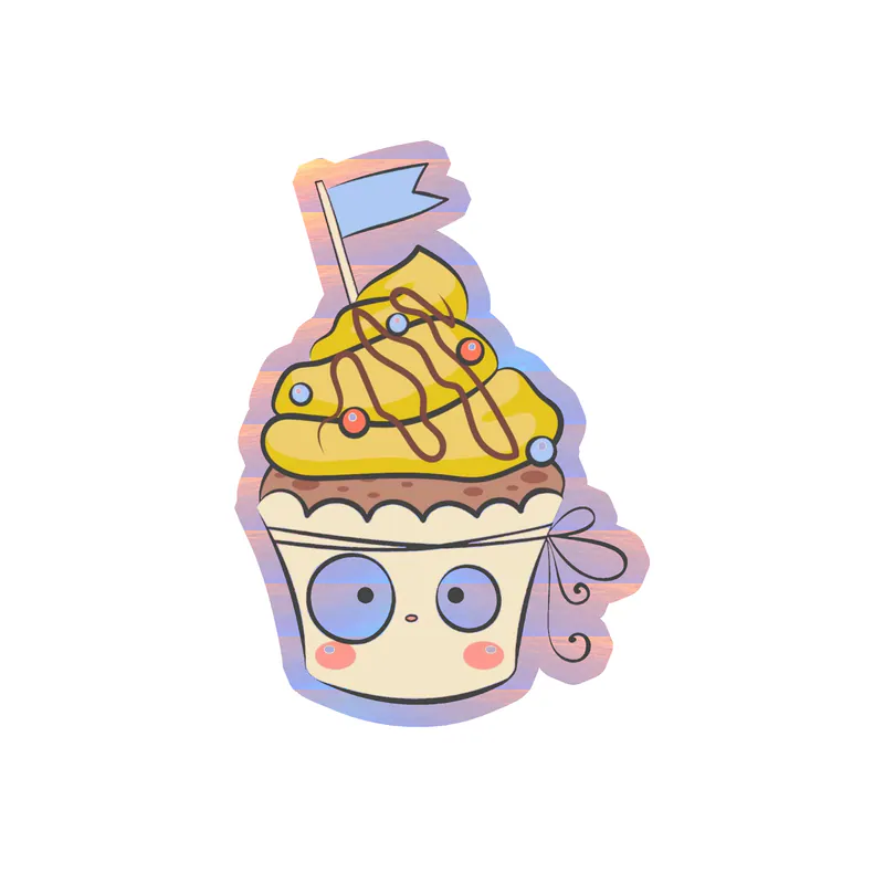 Cupcake Holographic Vinyl Decal - Custom Size