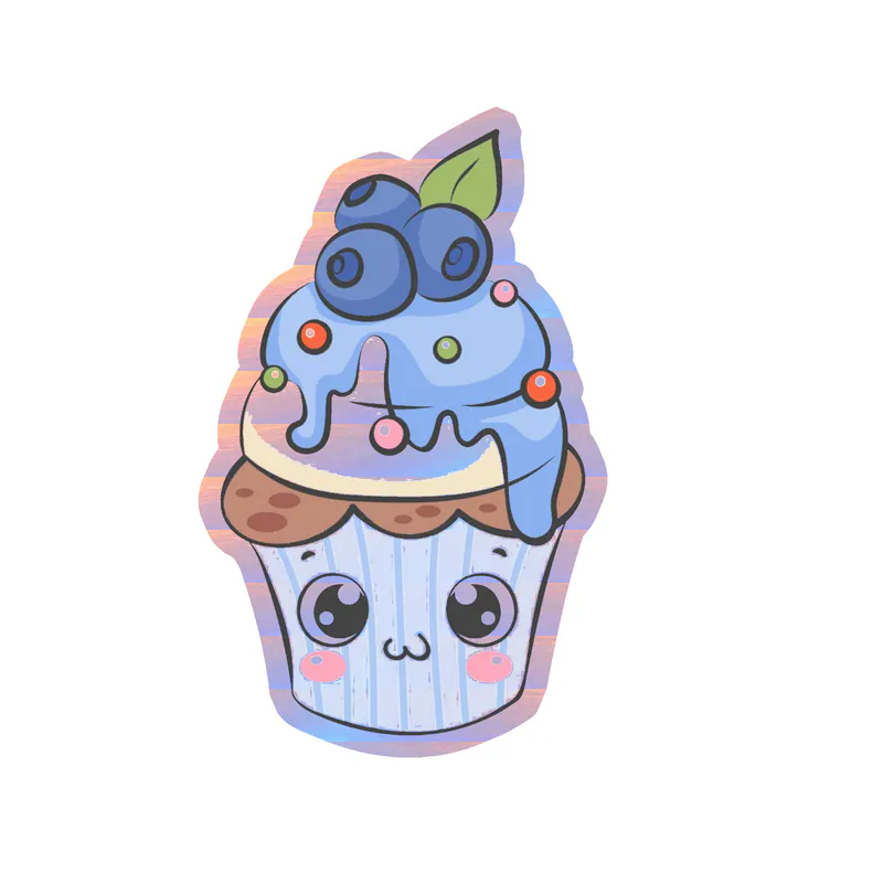 Cupcake Holographic Vinyl Decal - Custom Size