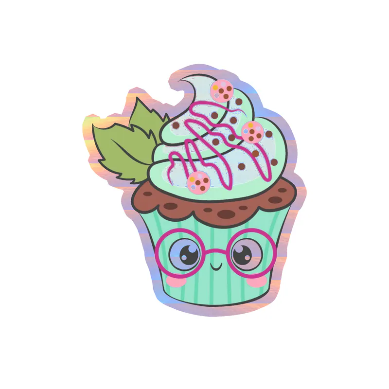 Cupcake Holographic Vinyl Decal - Custom Size