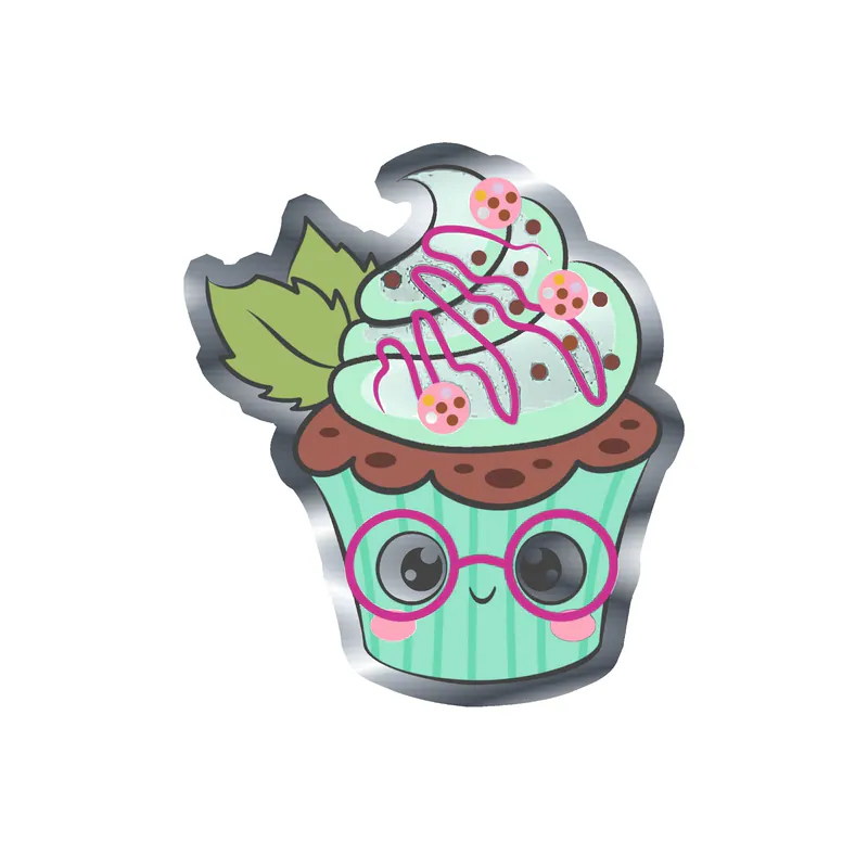 Cupcake Silver Chrome Vinyl Decal - Custom Size