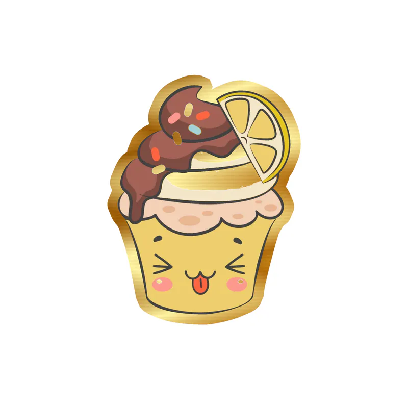 Cupcake Gold Chrome Vinyl Decal - Custom Size