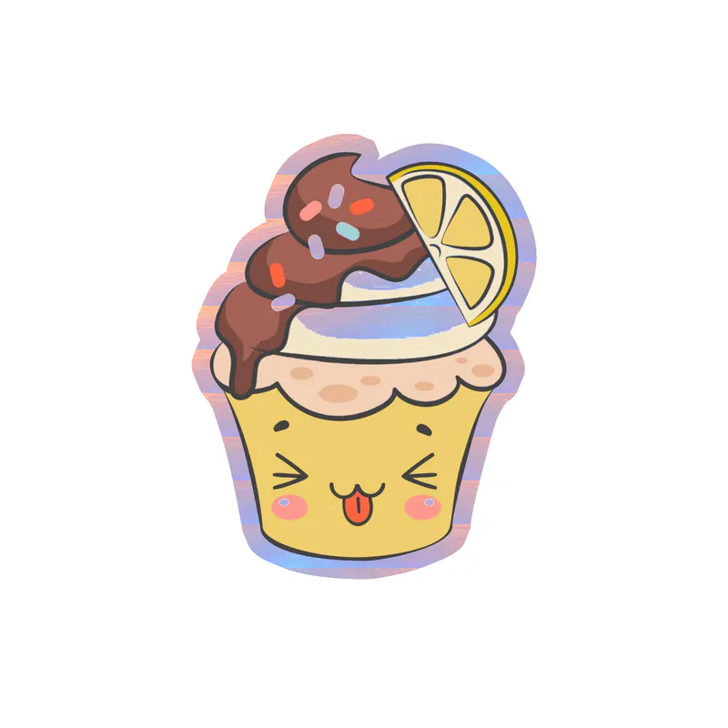 Cupcake Holographic Vinyl Decal - Custom Size
