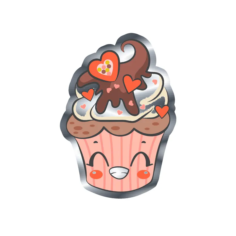 Cupcake Silver Chrome Vinyl Decal - Custom Size