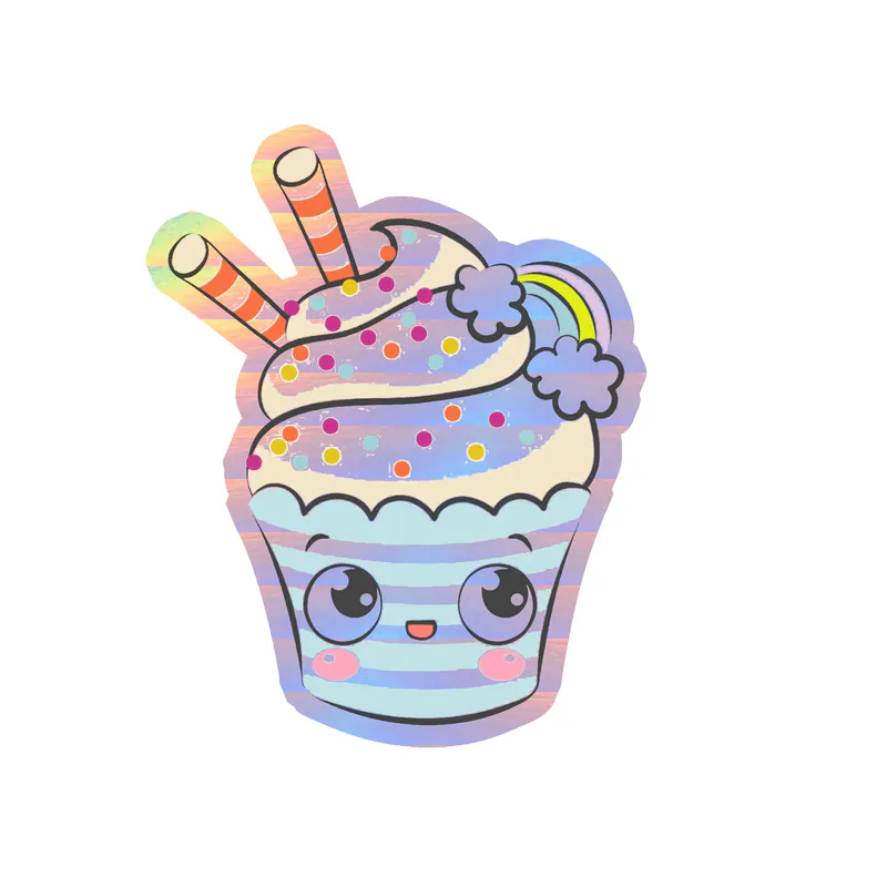 Cupcake Holographic Vinyl Decal - Custom Size