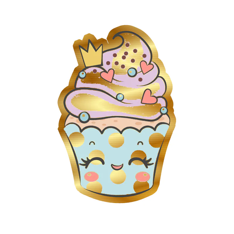 Cupcake Gold Chrome Vinyl Decal - Custom Size