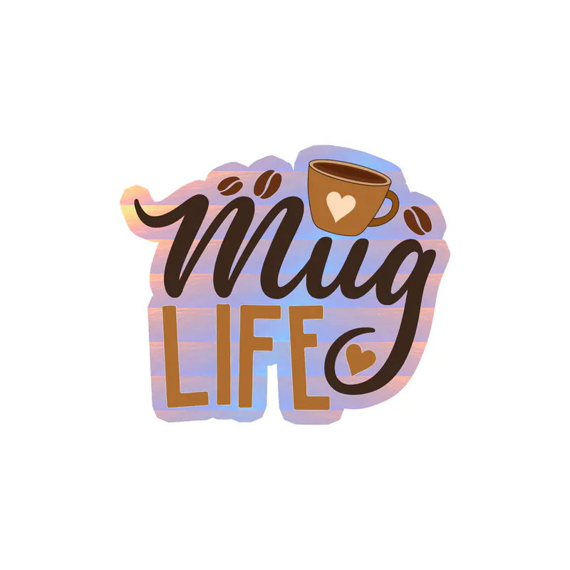 Coffee Holographic Vinyl Decal - Custom Size